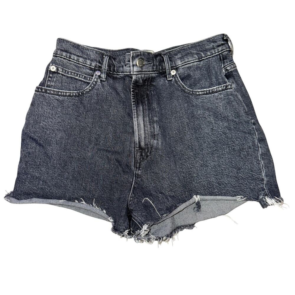 Everlane The Way-High Denim Shorts Women's Size 29 Washed Black Raw Hem